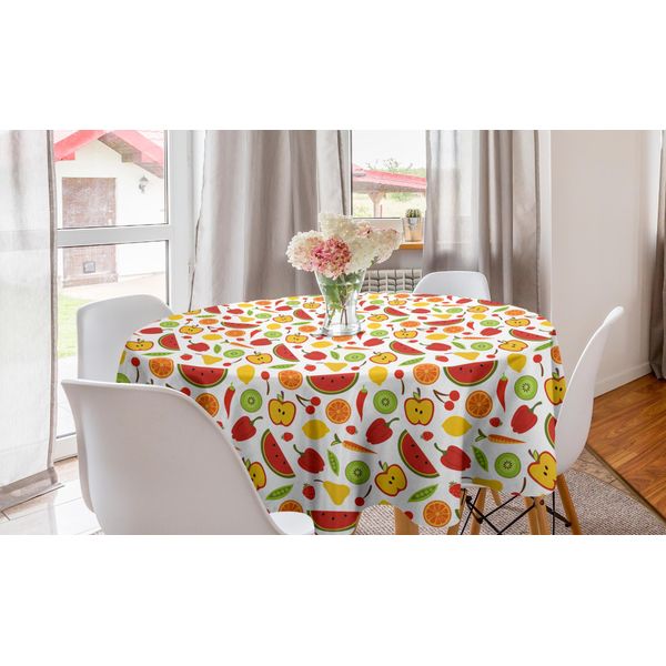 Abakuhaus Tovaglia Rotonda, Delizioso Motivo Cartoon, Tovaglia Circolare Per Sala Da Pranzo E Decorazione Della Cucina, 150 Cm, Multicolore-image