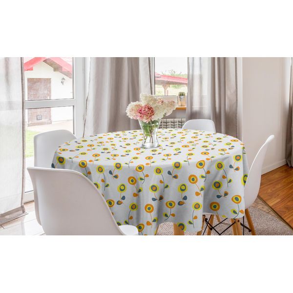 Abakuhaus Tovaglia Rotonda Con Motivi Floreali, Motivi Floreali Astratti, Tovaglia Rotonda Per Sala Da Pranzo E Cucina, 150 Cm, Multicolore-image