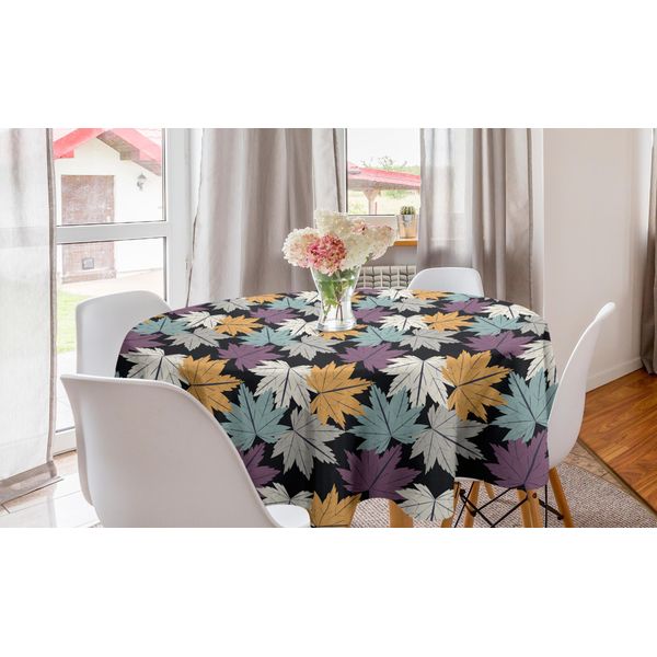 Abakuhaus Tovaglia Rotonda Autunnale, Illustrazione Con Foglie D'acero, Tovaglia Circolare Per Decorare La Sala Da Pranzo E La Cucina, 150 Cm, Multicolore-image