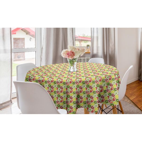 Abakuhaus Tovaglia Rotonda Con Motivi Frutta, Motivi Moderni Alimenti Biologici, Tovaglia Rotonda Per Sala Da Pranzo E Cucina, 150 Cm, Multicolore-image