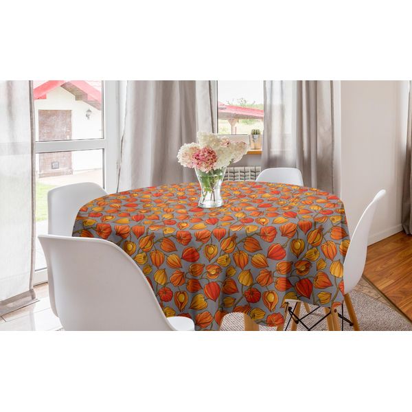 Abakuhaus Tovaglia Rotonda Autunnale, Tema Golden Shade Berry, Tovaglia Circolare Per Sala Da Pranzo E Decorazione Della Cucina, 150 Cm, Grigio Talpa E Vermiglio-image