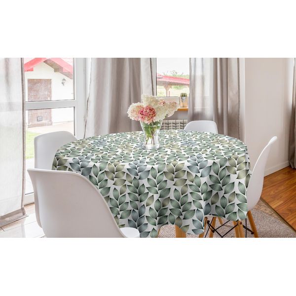 Abakuhaus Tovaglia Rotonda Con Motivi Floreali, Bordi Sfrangiati, Tovaglia Circolare Per Sala Da Pranzo E Cucina, 150 Cm, Multicolore-image