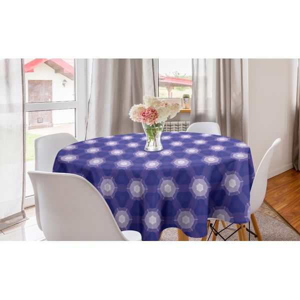 Abakuhaus Tovaglia Rotonda Astratta, Motivo Sognante, Tovaglia Circolare Per Sala Da Pranzo, Decorazione Per Cucina, 150 Cm, Blu Viola Pastello Lilla-image