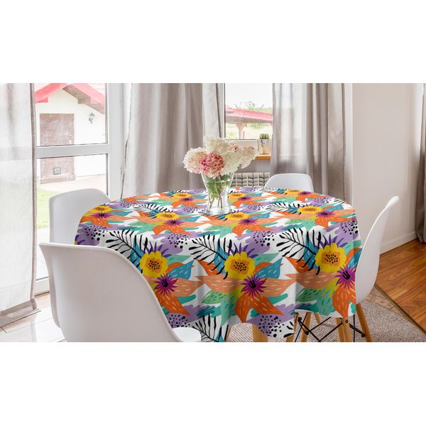 Abakuhaus Tovaglia Rotonda Tropicale, Fiori Delle Isole Hawaii, Tovaglia Circolare Per Sala Da Pranzo, Decorazione Cucina, 150 Cm, Multicolore-image