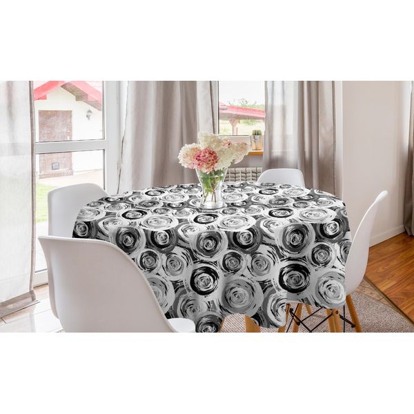 Abakuhaus Tovaglia Rotonda Astratta, Cerchi Minimalisti Moderni, Tovaglia Circolare Per Sala Da Pranzo, Decorazione Cucina, 150 Cm, Grigio Antracite-image