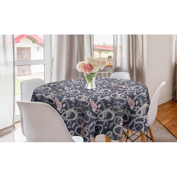 Abakuhaus Tovaglia Rotonda Botanica, Serpente Pastello E Rami, Tovaglia Circolare Per Sala Da Pranzo, Decorazione Cucina, 150 Cm, Multicolore-image