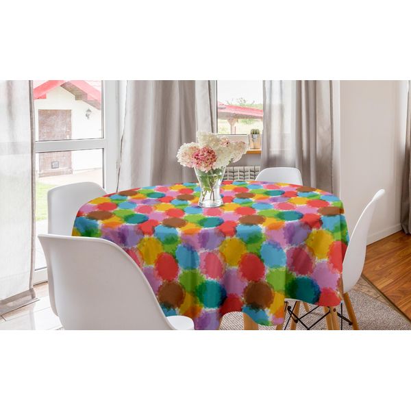 Abakuhaus Tovaglia Rotonda Astratta, Motivo Grunge Vibrante, Tovaglia Circolare Per Decorazione Sala Da Pranzo Cucina, 150 Cm, Multicolore-image