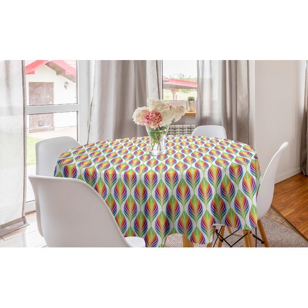 Abakuhaus Tovaglia Rotonda Colorata, Motivi Arcobaleno, Tovaglia Circolare Per Sala Da Pranzo E Cucina, 150 Cm, Multicolore-image