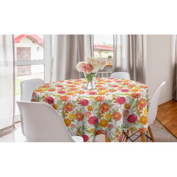 Abakuhaus Tovaglia Rotonda Primaverile, Fiori Acquerellati E Bacche, Tovaglia Circolare Per Decorare La Sala Da Pranzo E La Cucina, 150 Cm, Multicolore-image