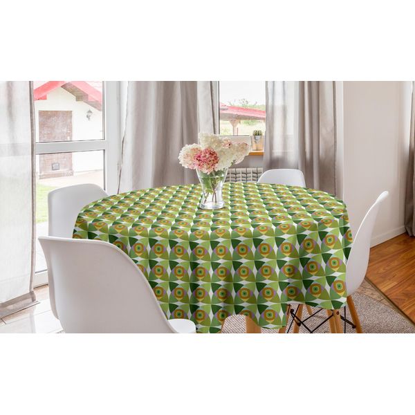 Abakuhaus Tovaglia Rotonda Astratta, Grafica Geometrica Colorata, Tovaglia Circolare Per Sala Da Pranzo E Decorazione Della Cucina, 150 Cm, Multicolore-image