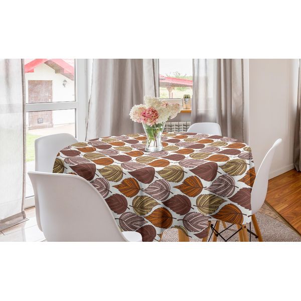 Abakuhaus Tovaglia Rotonda Autunnale, Foglie Elaborate, Tovaglia Circolare Per Sala Da Pranzo, Decorazione Per Cucina, 150 Cm, Multicolore-image