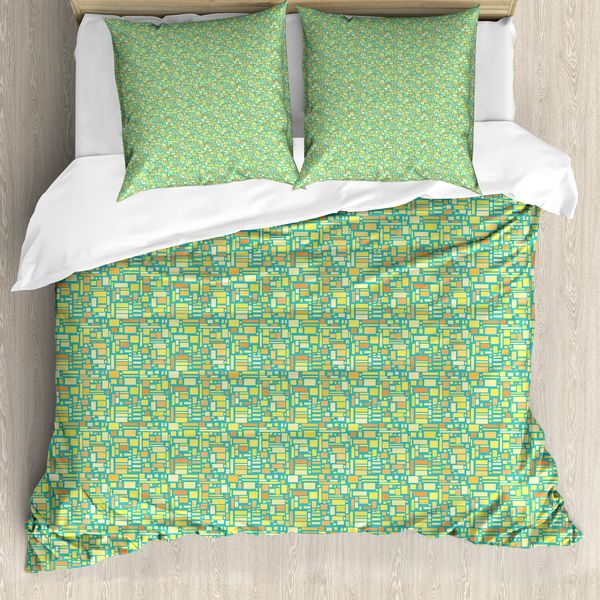 Abakuhaus Set Copripiumino Astratto Per Letti Singoli, Rettangolari E Quadrati, Antiacaro, Adatto A Chi Soffre Di Allergie, Con Federa, 155 Cm X 220 Cm - 80 X 80 Cm, Multicolore-image