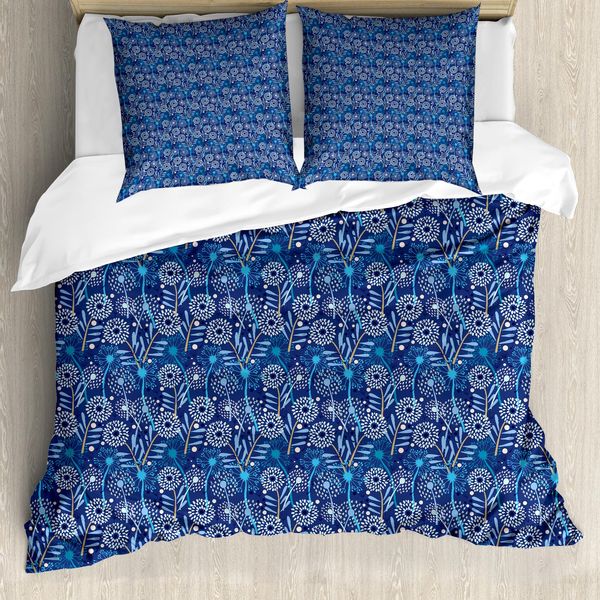 Abakuhaus Set Copripiumino Botanico Per Letti Singoli, Quirky LöWenzahn, Antiacaro, Adatto A Chi Soffre Di Allergie, Con Federa, 155 Cm X 220 Cm - 80 X 80 Cm, Lavanda Scuro Multicolore-image