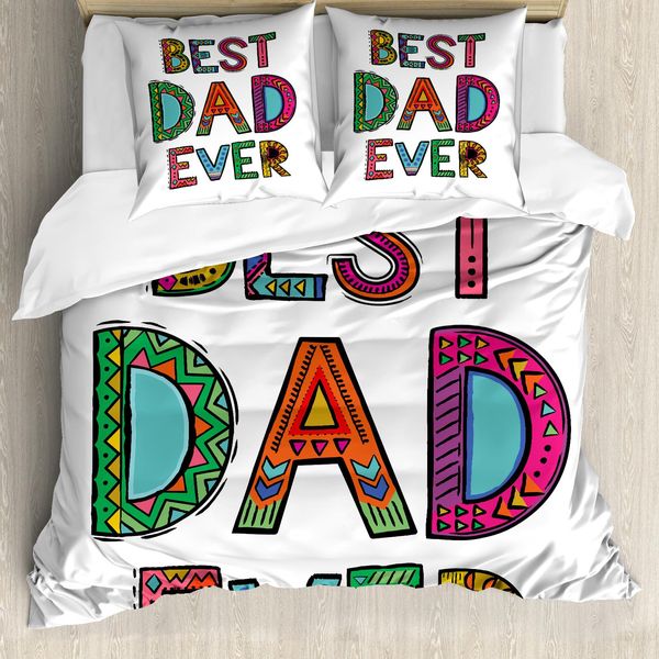 Abakuhaus Set Copripiumino Per Letto Singolo, Festa Del Papà Il Miglior Papà Del Mondo, Antiacaro Adatto A Chi Soffre Di Allergie Con Federa, 200 Cm X 200 Cm - 80 X 80 Cm, Multicolore-image