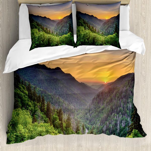 Abakuhaus Set Copripiumino Appalachian Per Letti Singoli, Newfound Gap Sunset, Antiacaro, Adatto A Chi Soffre Di Allergie, Con Federa, 155 Cm X 220 Cm - 80 X 80 Cm, Multicolore-image