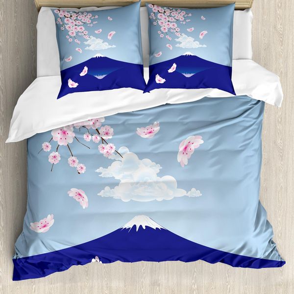 Abakuhaus Set Copripiumino Berg Per Letti Singoli, Berg Fiori Di Ciliegio, Antiacaro, Adatto A Chi Soffre Di Allergie, Con Federa, 155 Cm X 220 Cm - 80 X 80 Cm, Lavanda Scuro Multicolore-image