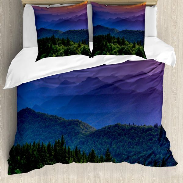 Abakuhaus Set Copripiumino Appalachian Per Letti Singoli, Foto Colorata Del Tramonto, Antiacaro, Adatto A Chi Soffre Di Allergie, Con Federa, 200 Cm X 200 Cm - 80 X 80 Cm, Multicolore-image