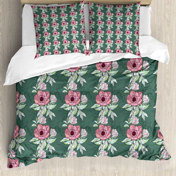 Abakuhaus Set Copripiumino Rosa Per Letti Singoli, Zentangle Clematis Kunst, Antiacaro, Adatto A Chi Soffre Di Allergie, Con Federa, 155 Cm X 220 Cm - 80 X 80 Cm, Multicolore-image