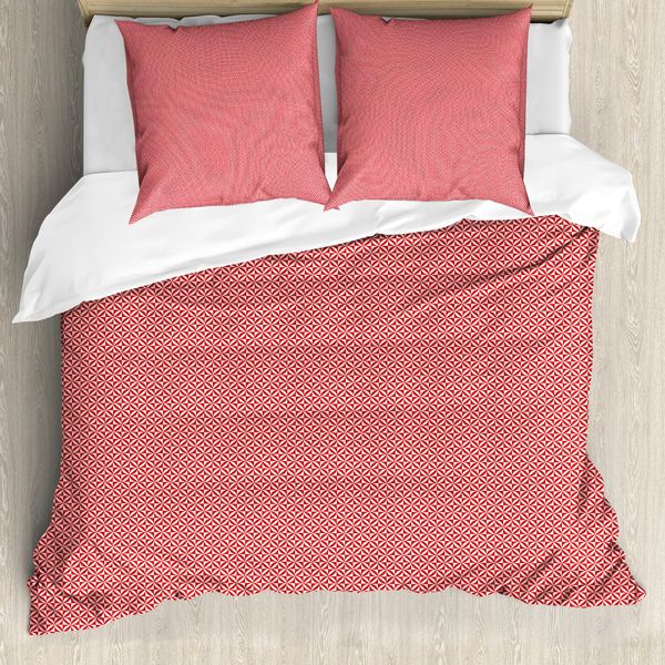 Abakuhaus Set Copripiumino Astratto Per Letti Singoli, Motivo Monocromatico, Antiacaro, Adatto A Chi Soffre Di Allergie, Con Federa, 200 Cm X 200 Cm - 80 X 80 Cm, Bianco Vermiglio-image