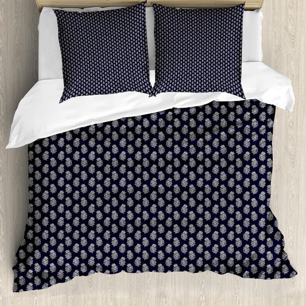 Abakuhaus Set Copripiumino Per Letti Singoli, Motivo Floreale Tulip, Antiacaro, Adatto A Chi Soffre Di Allergie, Con Federa, 155 Cm X 220 Cm - 80 X 80 Cm, Viola Scuro, Blu, Bianco-image
