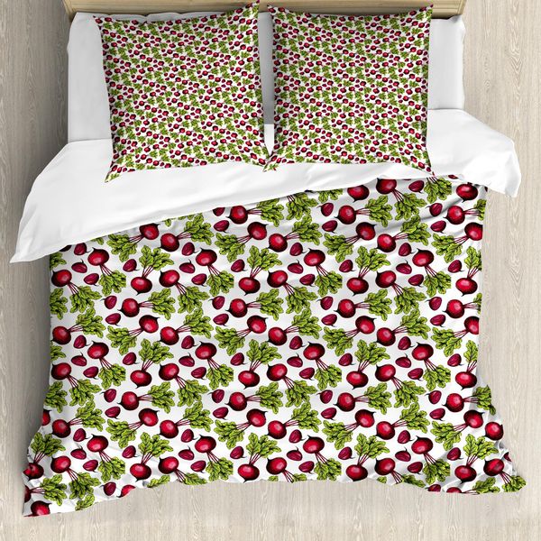 Abakuhaus Set Copripiumino Per Letti Singoli, Barbabietola Rossa Intera E Mezza, Antiacaro, Adatto A Chi Soffre Di Allergie, Con Federa, 155 Cm X 220 Cm - 80 X 80 Cm, Multicolore-image
