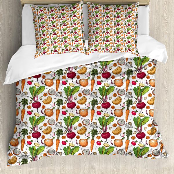 Abakuhaus Set Copripiumino Per Letti Singoli, Fleeting Painted Foods, Antiacaro, Adatto A Chi Soffre Di Allergie, Con Federa, 200 Cm X 200 Cm - 80 X 80 Cm, Multicolore-image