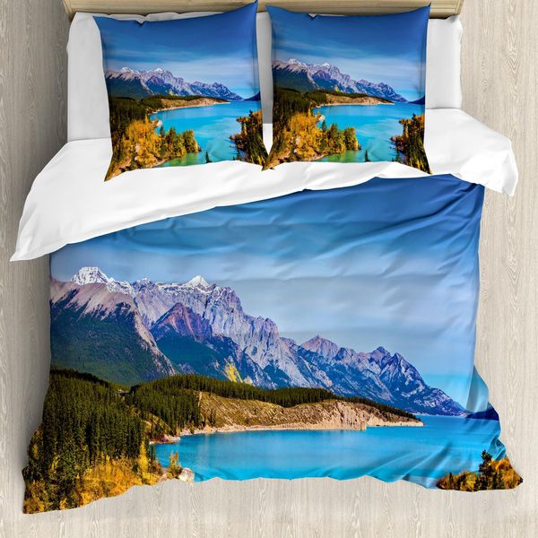 Abakuhaus Set Copripiumino Per Letto Singolo, Foto Abraham Lake Shore, Antiacaro, Adatto A Chi Soffre Di Allergie, Con Federa, 155 Cm X 220 Cm - 80 X 80 Cm, Multicolore-image