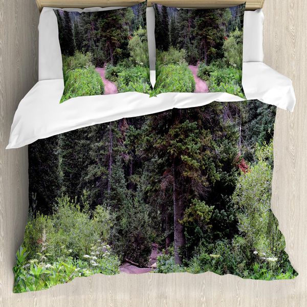 Abakuhaus Set Copripiumino Per Letti Singoli, Jungle Trekking Getaway, Antiacaro, Adatto A Chi Soffre Di Allergie, Con Federa, 200 Cm X 200 Cm - 80 X 80 Cm, Multicolore-image