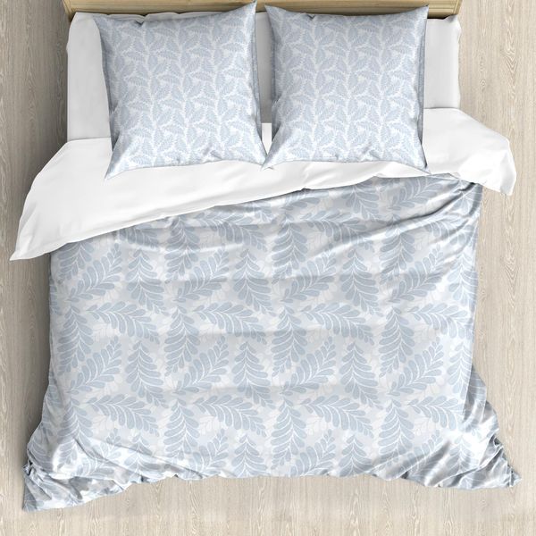 Abakuhaus Set Copripiumino Per Letti Singoli, Motivi Botanici Artistici Pastello, Antiacaro, Adatto A Chi Soffre Di Allergie, Con Federa, 200 Cm X 200 Cm - 80 X 80 Cm, Ceil Blu Bianco-image
