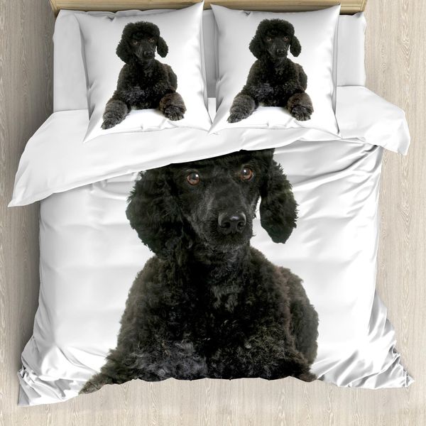 Abakuhaus Set Copripiumino Per Letto Singolo, Fluffy Rassetierliebe, Antiacaro, Adatto A Chi Soffre Di Allergie, Con Federa, 200 Cm X 200 Cm - 80 X 80 Cm, Grigio Scuro Bianco-image