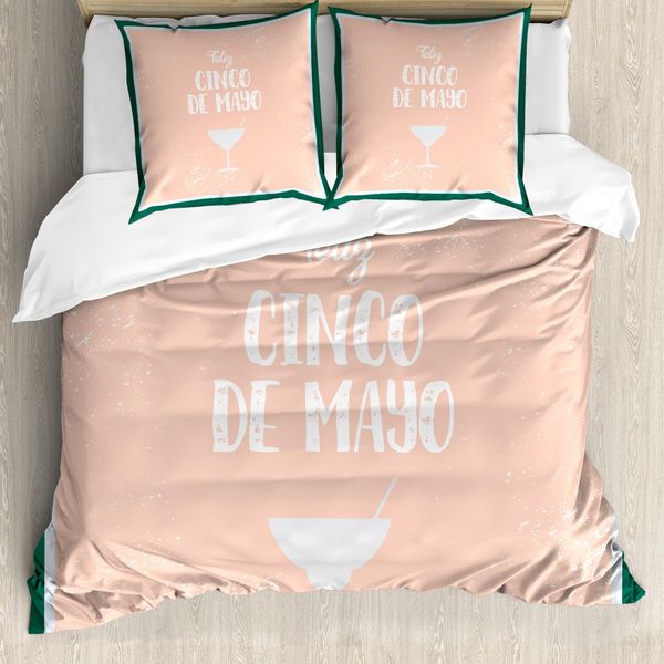 Abakuhaus Set Copripiumino Spagnolo Per Letti Singoli, Cinco De Mayo Cocktail, Antiacaro, Adatto A Chi Soffre Di Allergie, Con Federa, 200 Cm X 200 Cm - 80 X 80 Cm, Blush JäGergrüN-image