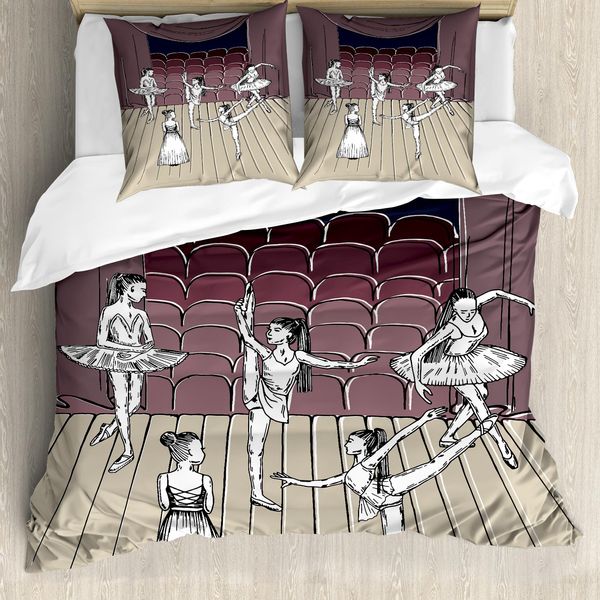 Abakuhaus Set Copripiumino Classico Per Letti Singoli, Ballerinas BüHne Sketch, Antiacaro, Adatto A Chi Soffre Di Allergie, Con Federa, 200 Cm X 200 Cm - 80 X 80 Cm, Multicolore-image