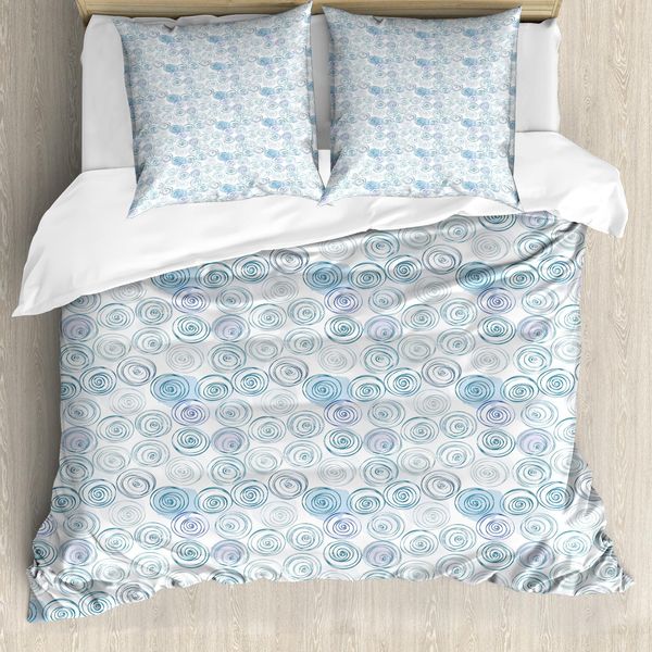 Abakuhaus Set Copripiumino Astratto Per Letti Singoli, Motivo Simplistic Vortex, Antiacaro, Adatto A Chi Soffre Di Allergie, Con Federa, 200 Cm X 200 Cm - 80 X 80 Cm, Bianco Multicolore-image