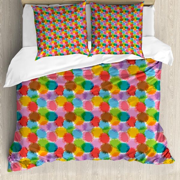 Abakuhaus Set Copripiumino Astratto Per Letti Singoli, Motivo Grunge Vibrant, Antiacaro, Adatto A Chi Soffre Di Allergie, Con Federa, 200 Cm X 200 Cm - 80 X 80 Cm, Multicolore-image