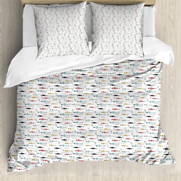 Abakuhaus Set Copripiumino Per Letti Singoli, Motivi Marini Sottomarini, Antiacaro, Adatto A Chi Soffre Di Allergie, Con Federa, 155 Cm X 220 Cm - 80 X 80 Cm, Multicolore-image