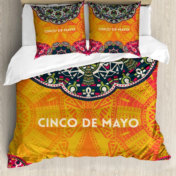 Abakuhaus Set Copripiumino Spagnolo Per Letti Singoli, Motivi Cinco De Mayo, Antiacaro, Adatto A Chi Soffre Di Allergie, Con Federa, 200 Cm X 200 Cm - 80 X 80 Cm, Multicolore-image