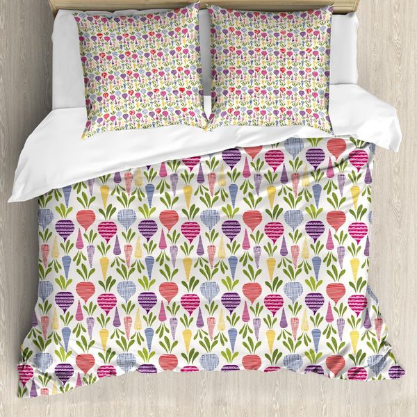 Abakuhaus Set Copripiumino Per Letti Singoli, Barbabietola Rossa E Carote Arr, Antiacaro, Adatto A Chi Soffre Di Allergie, Con Federa, 200 Cm X 200 Cm - 80 X 80 Cm, Multicolore-image