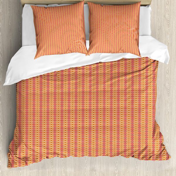 Abakuhaus Set Copripiumino Astratto Per Letti Singoli, Bicolore Motivo Insolito, Antiacaro Adatto A Chi Soffre Di Allergie Con Federa, 155 Cm X 220 Cm - 80 X 80 Cm, Arancione Scuro Vermiglio-image