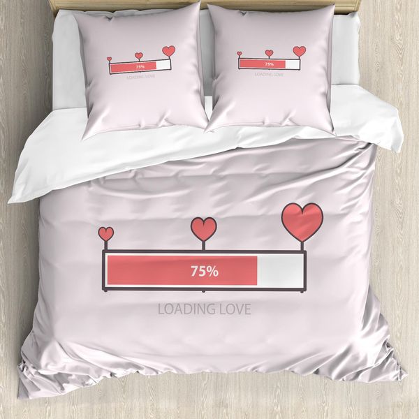 Abakuhaus Set Copripiumino Per Letto Singolo Per San Valentino, Love Meter, Antiacaro, Adatto A Chi Soffre Di Allergie, Con Federa, 200 Cm X 200 Cm - 80 X 80 Cm, Rosa Corallo Baby-image