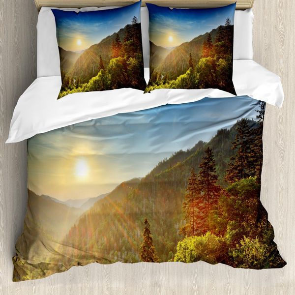 Abakuhaus Set Copripiumino Appalachian Per Letti Singoli, Tramonto Sul Gap Appena Scoperto, Antiacaro Adatto A Chi Soffre Di Allergie Con Federa, 200 Cm X 200 Cm - 80 X 80 Cm, Multicolore-image