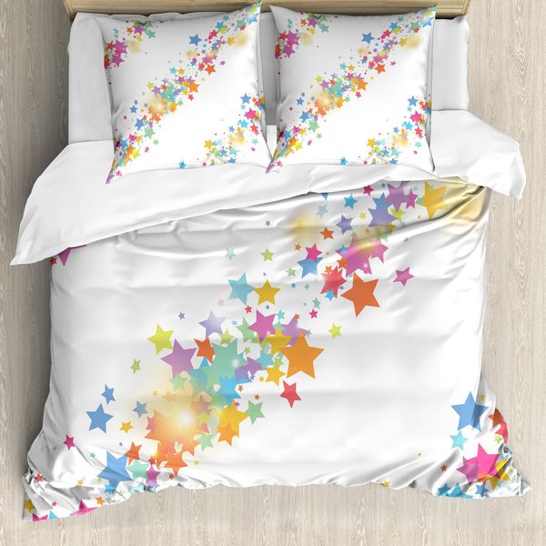 Abakuhaus Set Copripiumino Per Letti Singoli, Cheery Cartoon Colorato, Antiacaro, Adatto A Chi Soffre Di Allergie, Con Federa, 200 Cm X 200 Cm - 80 X 80 Cm, Multicolore-image