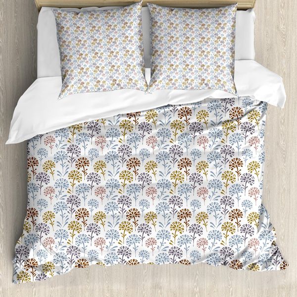 Abakuhaus Set Copripiumino Botanico Per Letti Singoli, Motivo Floreale Astratto Blooming, Antiacaro, Adatto A Chi Soffre Di Allergie, Con Federa, 155 Cm X 220 Cm - 80 X 80 Cm, Multicolore-image