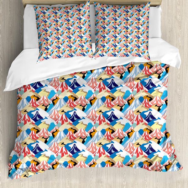 Abakuhaus Set Copripiumino Per Letti Singoli, Motivo Colorato Peaks, Antiacaro, Adatto A Chi Soffre Di Allergie, Con Federa, 200 Cm X 200 Cm - 80 X 80 Cm, Multicolore-image