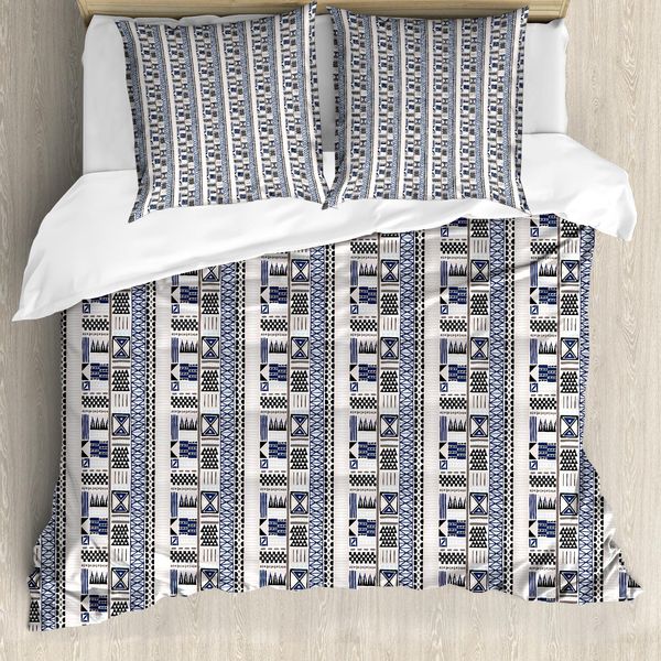 Abakuhaus Set Copripiumino Per Letto Singolo, Motivi Tradizionali Tribali, Antiacaro, Adatto A Chi Soffre Di Allergie, Con Federa, 200 Cm X 200 Cm - 80 X 80 Cm, Rosa Pallido Viola Scuro-image