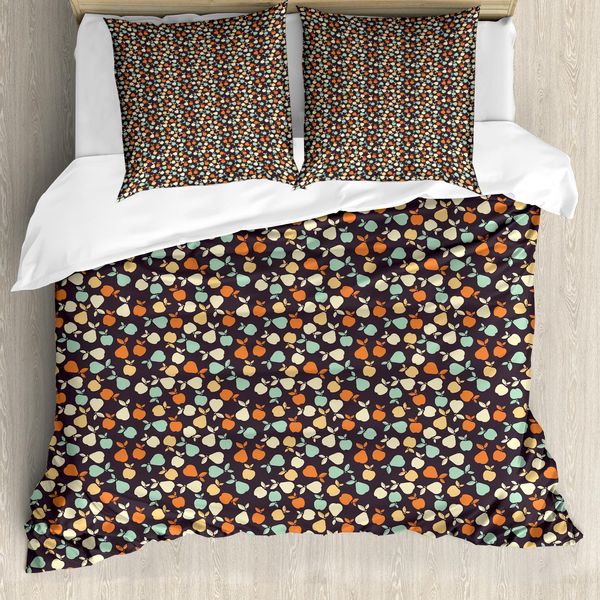 Abakuhaus Set Copripiumino Per Letti Singoli, Sagome Di Mele E Pere, Antiacaro, Adatto A Chi Soffre Di Allergie, Con Federa, 200 Cm X 200 Cm - 80 X 80 Cm, Multicolore-image
