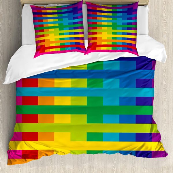 Set Copripiumino Abakuhaus Rainbow Per Letti Singoli, Colori Vivaci: Multicolore, Antiacaro, Adatto A Chi Soffre Di Allergie, Con Federa, 155 Cm X 220 Cm - 80 X 80 Cm, Multicolore-image