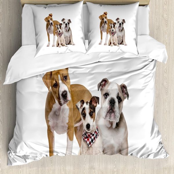 Abakuhaus Set Copripiumino Per Letto Singolo, Divertenti Razze Canine Assortite, Antiacaro, Adatto A Chi Soffre Di Allergie, Con Federa, 155 Cm X 220 Cm - 80 X 80 Cm, Multicolore-image