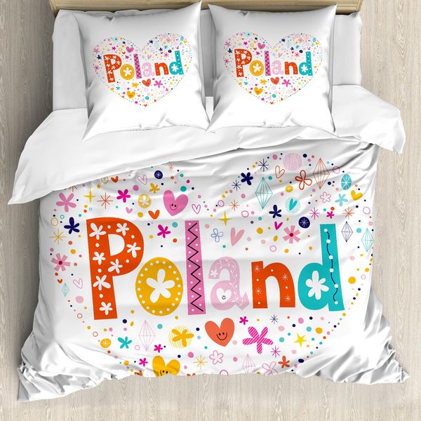 Abakuhaus Polonia Set Copripiumino Per Letti Singoli, Heart Shaped Doodle, Antiacaro, Adatto A Chi Soffre Di Allergie, Con Federa, 155 Cm X 220 Cm - 80 X 80 Cm, Multicolore-image