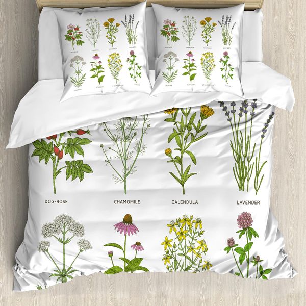 Abakuhaus Set Copripiumino Per Letti Singoli, Fiori Naturali, Antiacaro, Adatto A Chi Soffre Di Allergie, Con Federa, 155 Cm X 220 Cm - 80 X 80 Cm, Multicolore-image