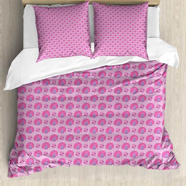 Abakuhaus Set Copripiumino Per Letti Singoli, Uccelli Esotici E Cuori, Antiacaro, Adatto A Chi Soffre Di Allergie, Con Federa, 200 Cm X 200 Cm - 80 X 80 Cm, Multicolore-image
